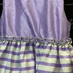American Princess Girls Lavender Striped Sleeveless Party Dress Size 4 Purple